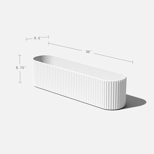 Veradek Demi Series Window Box Planter - Round Outdoor Planter - color: White, size: 36 inch