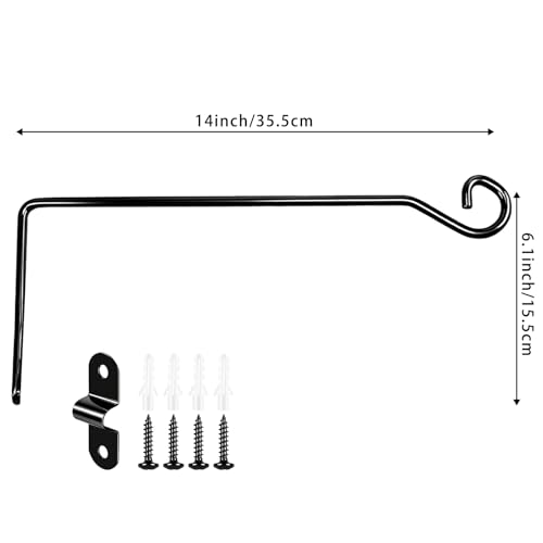 13IN Plant Hangers Outdoor, Metal Wall Mount for Planters & Decor, 4 Pcs - color: Black, size: 13.3 INCH-Shaped Curved Hook