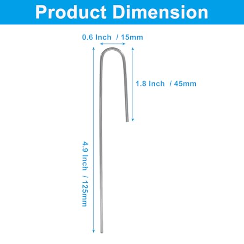 Silver Irrigation Drip Tubing Staples, 100 Pack, J Shape, 5 Inch