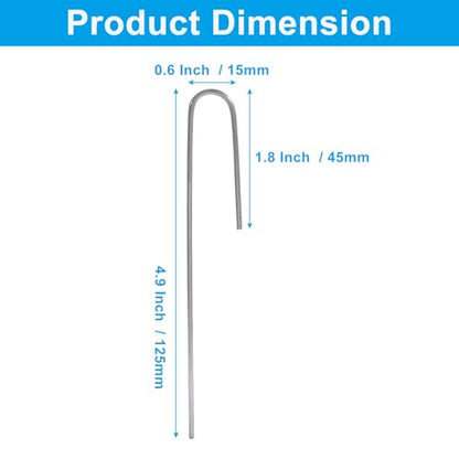 Silver Irrigation Drip Tubing Staples, 100 Pack, J Shape, 5 Inch