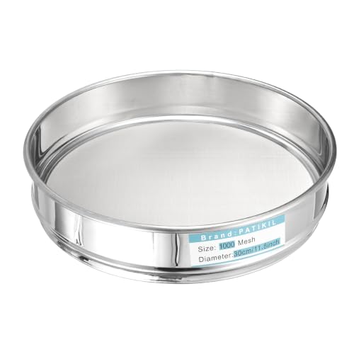 PATIKIL Lab Sieve 1000 Mesh(0.015mm) 11.8"(30cm) Diameter Sifting Screen - size: 1000 Mesh(0.015mm)/11.8"(30cm) Dia
