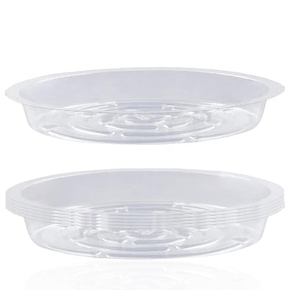 6 Pcs Plant Saucer, 10 Inch Plastic Plant Trays Flower Pot Saucers, Clear Plant Saucer Drip Trays for Indoor & Outdoor Plants, Round