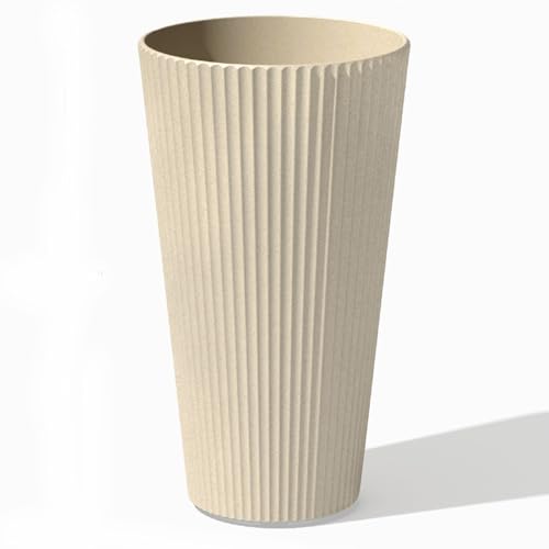 Veradek Demi Series Tall Planter - Tall Tapered Outdoor Planter with Shelf - color: Sand, style: Narrow Groove