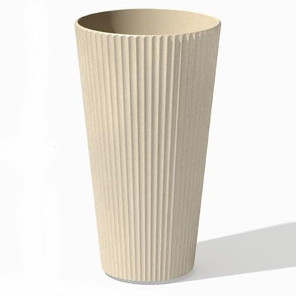 Veradek Demi Series Tall Planter - Tall Tapered Outdoor Planter with Shelf - color: Sand, style: Narrow Groove