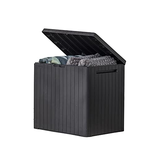 Keter City 30 Gal Outdoor Storage Box and Patio Side Table - color: Dark Grey