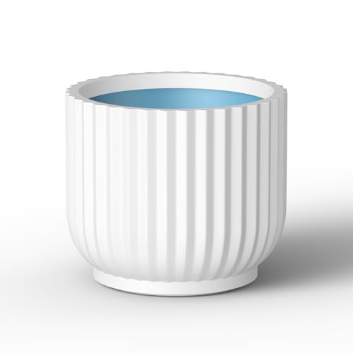 Kante White Concrete Planter 14" Dia All-Weather Round Accent Pot - color: White, size: 14"Dia x 11.8"H