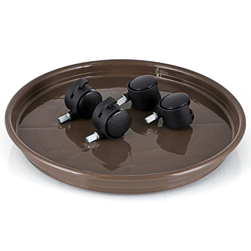 Skelang 13" Plant Caddy, Movable Plant Stand Pot Saucer, Plant Pallet Tray Trolley with Casters, Plant Dolly for Garden Planter, Deck Potted Plant, Each Load Capacity 125 Lbs, Pack of 2 (Brown) - color: Brown