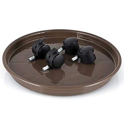 Skelang 13" Plant Caddy, Movable Plant Stand Pot Saucer, Plant Pallet Tray Trolley with Casters, Plant Dolly for Garden Planter, Deck Potted Plant, Each Load Capacity 125 Lbs, Pack of 2 (Brown) - color: Brown