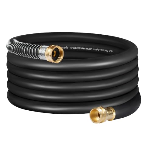 Rubber Garden Hose 30FT x 5/8", Heavy Duty Water Hose 30 Foot - color: Black, size: 30FT 5/8