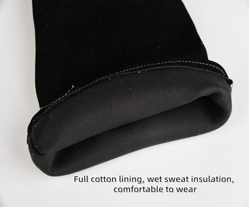 Leather Welding Gloves, Heat Resistant Cowhide Work Gloves for BBQ Fireplace Gardening Camping Animal Handling - size: 18 Inch