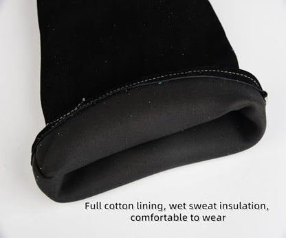 Leather Welding Gloves, Heat Resistant Cowhide Work Gloves for BBQ Fireplace Gardening Camping Animal Handling - size: 18 Inch