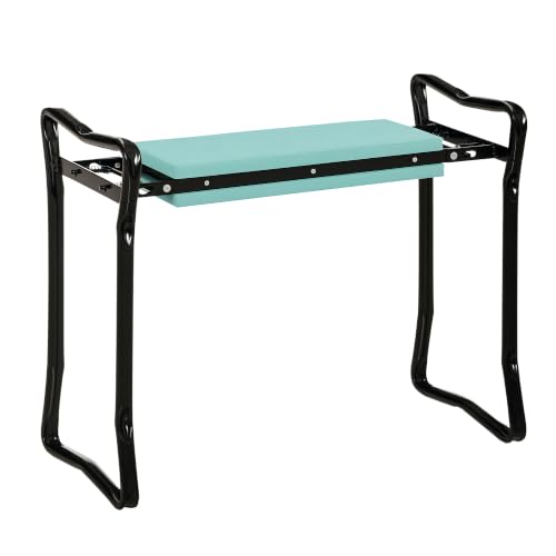 Penau Garden Kneeler and Seat Bench, Foldable Steel Green