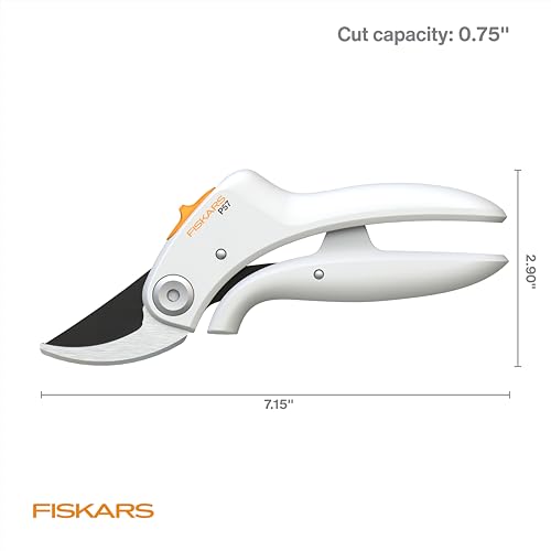 Fiskars PowerLever Garden Bypass Pruning Shears, 3/4" Cut Capacity, White - style: Bypass Pruner