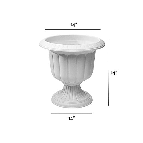 Classic Urn Planter, Stone, 14-Inch - color: Stone, size: 14 Inch