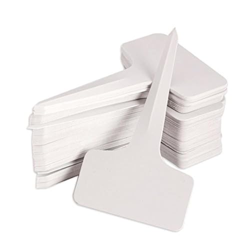 KINGLAKE 100 Pcs 6 x10cm Plastic Plant T-Type Tags Nursery Garden Labels - color: White
