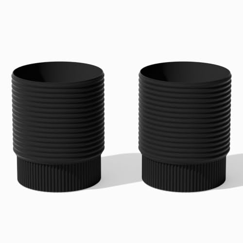 Veradek Mod Series Medium Planter - Round Outdoor Planter with Shelf - color: Black, size: 17 inch - 2 Pack