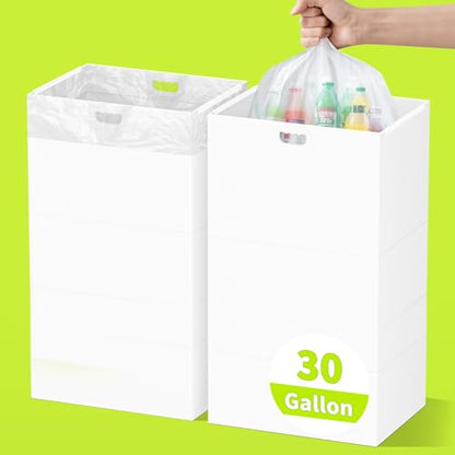 Kaiferty 30 Gallon Disposable Trash Cans for Parties, 2 Pack Extra Large Collapsible Pop Up Trash Can with Handles, Portable Cardboard Garbage Can & Recycling Bin for Party Kitchen Camping, White - size: 2 Pack - 30 Gallon