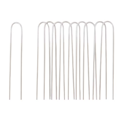 Atlantic Stainless Steel Landscape Staples Garden Stakes. (6"-U-10pcs) - size: U-shaped 6"x10pcs