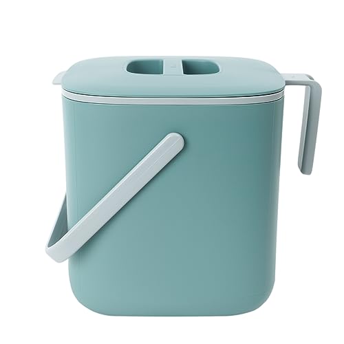 Blue Ginkgo Kitchen Compost Bin, 2.6L Countertop Compost Bin, Green - color: Green, size: 0.69 gal / 2.6 L (Multiple Handles)