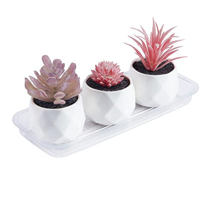 Idyllize Rectangular 5 Pieces of 9 by 4 Inch Clear Thick Plastic Heavy Duty Sturdy Plant Saucer Drip Trays for pots, Window Sills and Window Shelf (8.5"x3.5") - color: Rectangle, size: 9"x4"