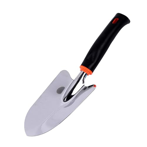 Garden Tool Shovel for Digging Gardening Trowel for Lawn Planting Stainless Steel Spade Rubber Handle Anti Slippery - color: Silver Rubber Handle
