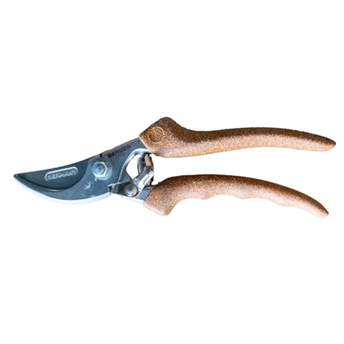 BERGER Pruning Shears – Professional 8.7" Garden Hand Pruners with Forged Steel Body, Chrome-Plated Straight Blade, Recycled Cork Grip Handle, Gardening Clippers – C1760