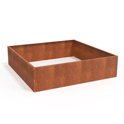 Corten Steel Outdoor Planter Box, Rustic & Modern Farmhouse Design, Large Metal Garden Bed for Commercial & Residential Use (48in x 48in x 12in Open Bottom) - size: 48in x 48in x 12in