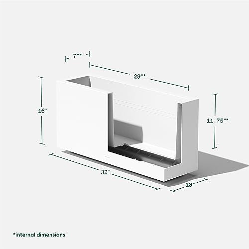 Veradek Block Series Long Box Planter - Rectangular Outdoor Planter - color: White, size: Medium - 2 Pack