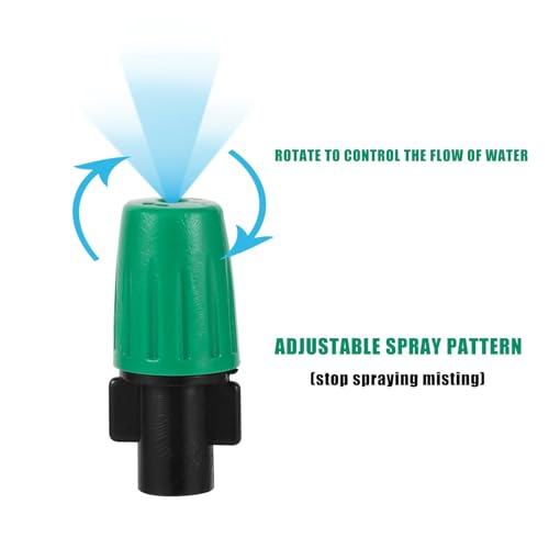 Drip Irrigation Misting Nozzle Kit, 45Pcs Drip Irrigation Parts with 20Pcs 4/7" to 1/4" Barbed Tee Connectors, 20Pcs 1/4" Green Atomizing Misting Nozzles, 5Pcs 4/7" End Caps for Garden Watering - size: Basic Drip Irrigation Kit