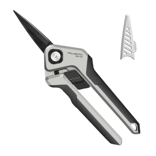 PrunePro Garden Scissors Pruning Shears - German Stainless Steel Teflon Coating Flowers Bonsai Snips Micro Tip for Precise Cutting Plant Rose Floral Clippers Small Pruners Indoor Outdoor Grey 1 Pack - color: Grey
