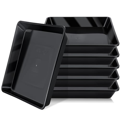Greaner Plant Trays for Pots Square, 6 Inch Plant Drip Trays, Black Plant Plates to Catch Water Indoor Plants, Plant Tray for Indoor Outdoor Flower Pots and Planters, Bulk(6 PCS) - color: Black, size: 6"