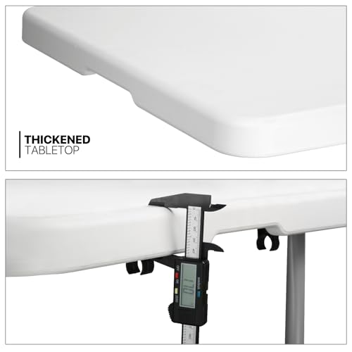 MoNiBloom 4Ft Folding Card Table, Picnic Cookout Table w/Handle, White - color: White