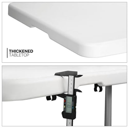MoNiBloom 4Ft Folding Card Table, Picnic Cookout Table w/Handle, White - color: White