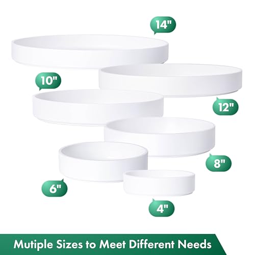 Phoenix Vine 12 Inch Plastic Plant Saucer Water Drip Tray, Heavy Sturdy Round Plant Drainage Tray for Indoors Outdoor, Matte White, 21-TY-12W-1 - size: 12"
