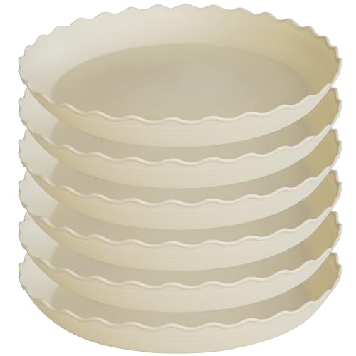 6 Pack Plant Saucer 8 inch, Heavy Duty Plastic Plant Water Tray, Planter Saucers, Flower Pot Tray Water Trays for Plant Pots (Beige) - color: Beige, size: 8" (6 pack)