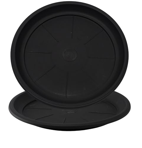 11" Decorative Heavy Duty Tray/Saucer (2 Pack) Pot/Planter Base for Indoor/Outdoor Decor (11 inches, Black) - color: Black, size: 11 inches