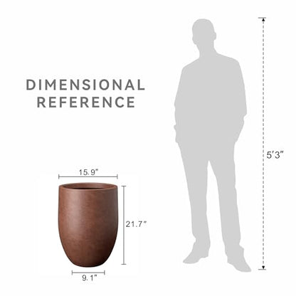 Kante Large Round Bullet Rusty Concrete Planter 21.7" Tall, Outdoor - color: Rusty