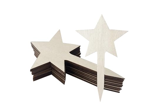 100 Pcs Wood Plant Labels, Natural Wooden Plant Marker Garden Sign Tags, Star Type Garden Markers for Succulents, Herbs, Seedlings, Potted, Flowers, Vegetables (Star) - style: Star