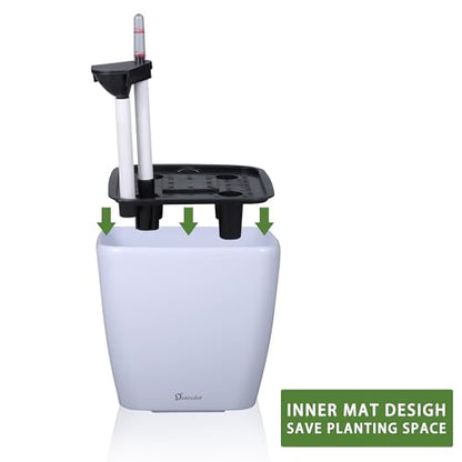 Dexceder 9x8 Self Watering Planter (White High Gloss) - color: Ceramic White, size: 9x8