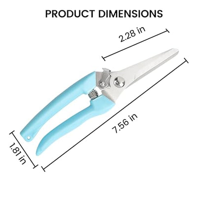 Blue Straight Blade Stainless Steel Pruners - Rustproof Branch Cutter with Comfortable Non-Slip Grip - color: Blue, size: Straight mouth