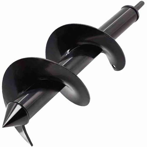 TCBWFY 4x12 Inch Garden Auger Drill Bit for Planting, Spiral Hole Digger for Flower Bulbs, Bedding Plants and Seedlings, Earth Auger with Hex Shank for Adjustable Drill Chucks - size: 4"x12"-Black