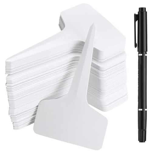 500 PCS Plant Labels T-Shape, 4 Inch Potted Plant Name Tags Plastic, White - size: 10 CM 500 PCS