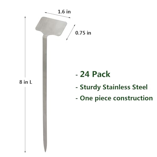 24 Pack Stainless Steel Plant Labels, Waterproof Metal Plant Markers for Outdoor Garden, Greenhouse, Vegetables, Herbs, Flowers - Comes with 2 Permanent Markers (Samll-8 in L) - size: Samll-8 in L