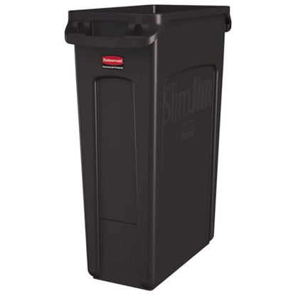 Rubbermaid Commercial Products Slim Jim Plastic Rectangular Trash/Garbage Can/Bin with Venting Channels, 23 GAL, Brown, for Kitchens/Classrooms/Offices/Back of House - color: Brown, size: 23 Gal