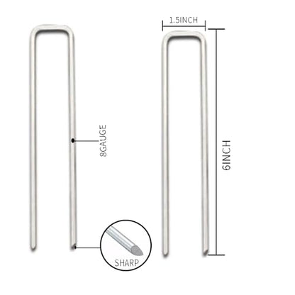 Landscape Staples 6 inch Ground Staples 8 Gauge for Garden,16Pack - size: 6 Inch