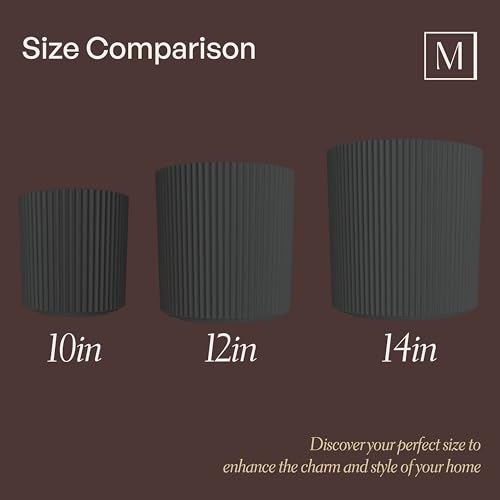 Mayne Haven Round Fluted Modern Planter Set, Chai, 3-Pack - color: Chai, size: 10in, 12in, and 14in