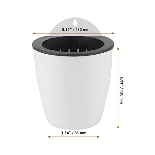 LEXININ 10 Pack 5 Inch Self Watering Hanging Planters, White Plastic Wall Mounted Plant Pots, Vertical Flower Pot for Plants