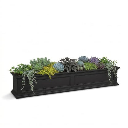 Mayne Fairview 60in Self-Watering Rectangular Window Box Planter, Black - color: Black, size: 60in