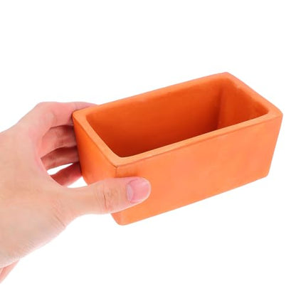 SEWACC Rectangular Terracotta Planter, Small Clay Pot with Drainage Hole, Rustic Flower Container for Succulent and Cactus Plants, Sturdy Indoor Windowsill Garden Pot