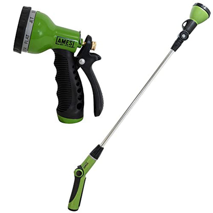 AMES (2) Piece Water Sprayer Set with (1) 7-Pattern Nozzle and (1) Rotating Watering Wand, High Pressure, Heavy Duty, Adjustable, Soft Grip, For Lawn and Garden, Green/Black - style: Sprayer & Watering Wand Set